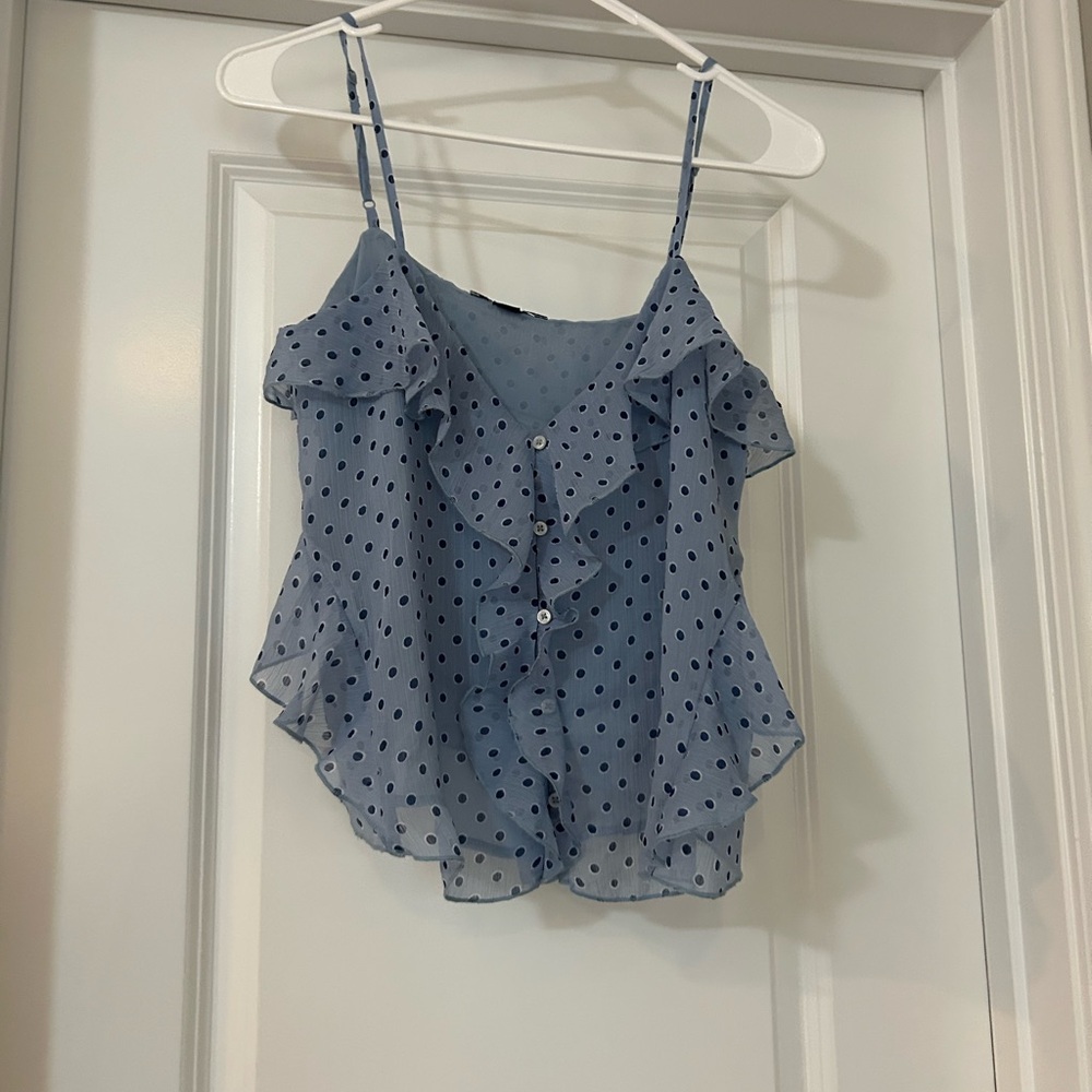 American Eagle Outfitters Light Blue Polka Dot Camisole